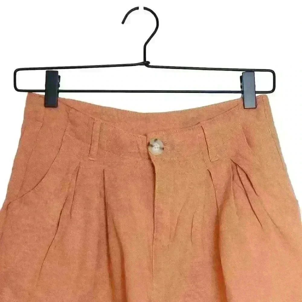 Ban•Jara Orange Linen Pleated Shorts – Size Small - Picture 3 of 5